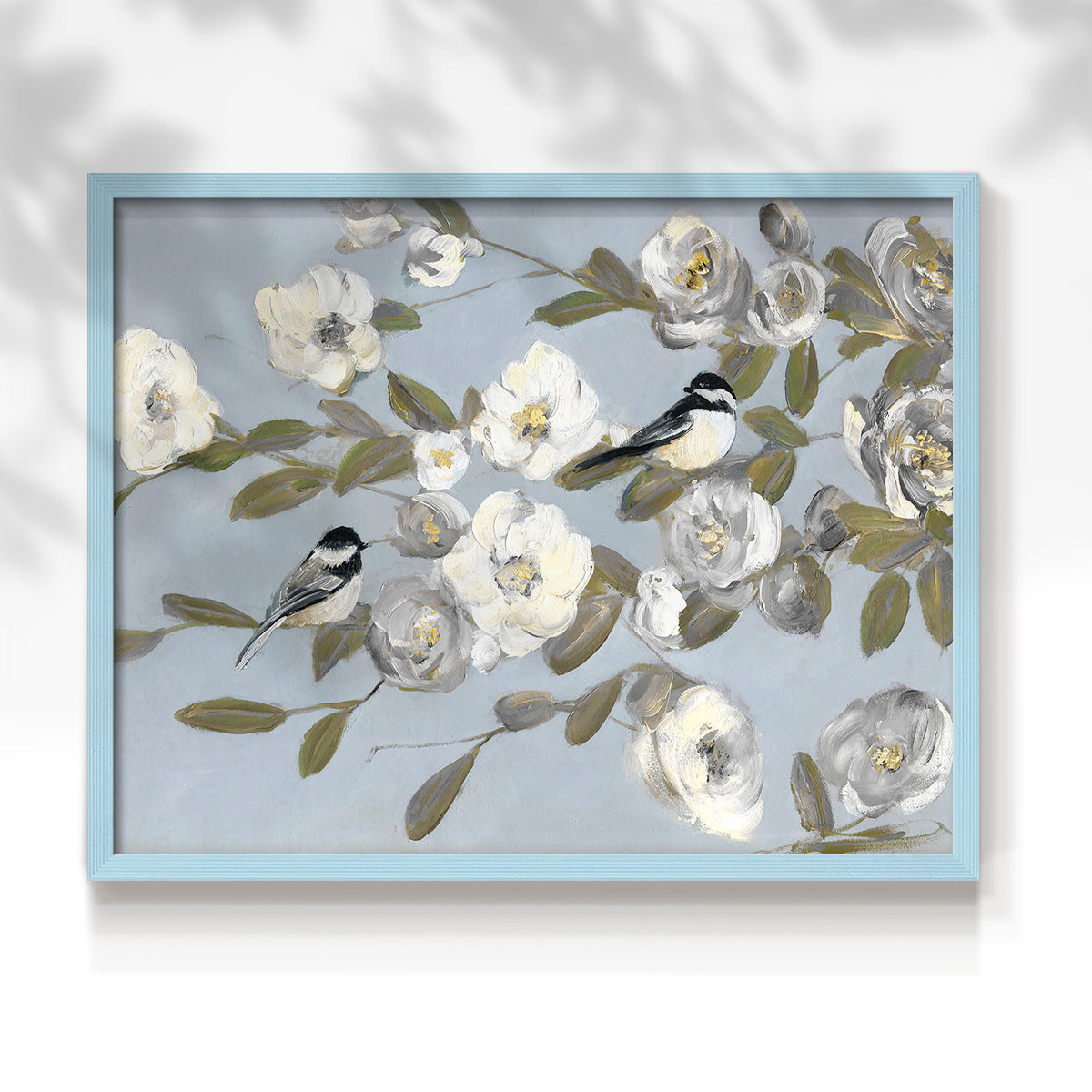 44431,birds,flowers,artwork,home decor,blue background,frame,painting,nature,modern design,interior decoration,blooming,soft hues,decorative piece,wall art,tranquility,flora,fauna,spring theme,artist,creative expression,composition,lifestyle,gift idea,elegance,aesthetics,colorful,garden,charm,relaxation,beauty,light,pastel,harmony,visual art,nature-inspired,chic,floral design,birds perched,serenity,Re-stickable,Plants & Flowers