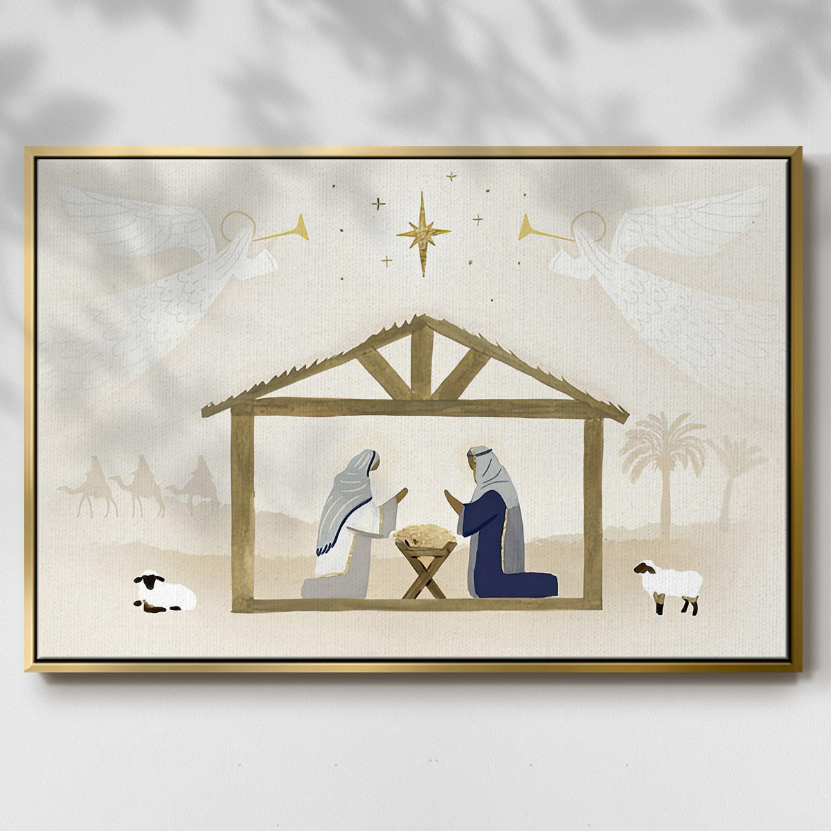 Away in a Manger Collection A - Framed Gallery Wrapped Canvas in Floating Frame