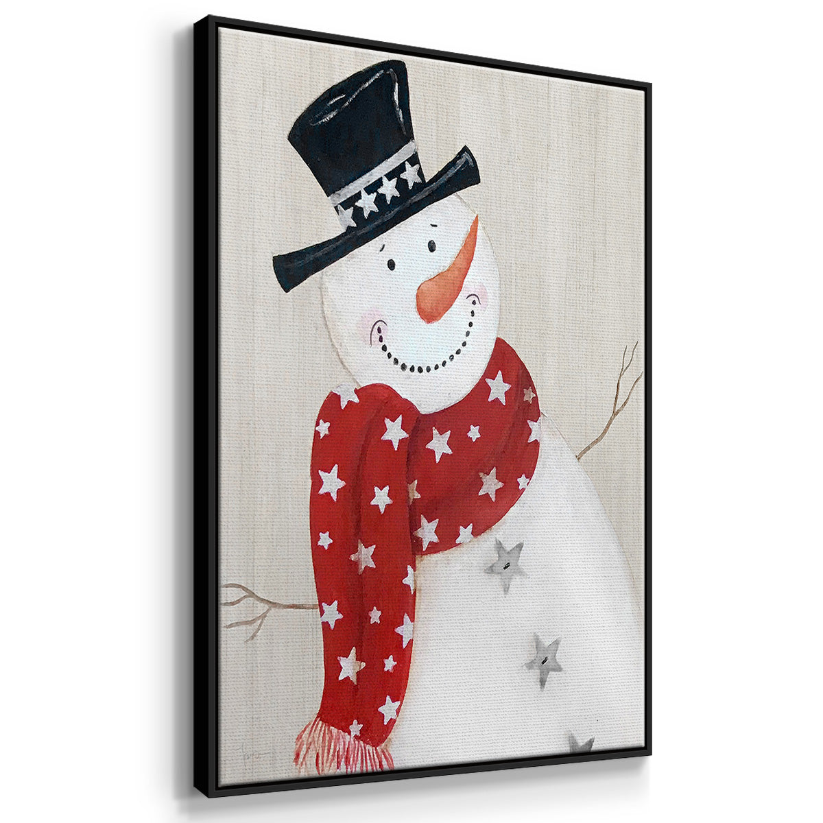 Snowman - Framed Premium Gallery Wrapped Canvas L Frame 3 Piece Set - Ready to Hang