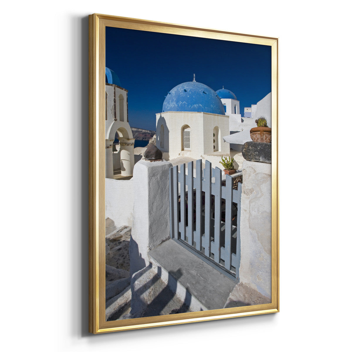 Santorini Sidewalk - Modern Framed Canvas Print