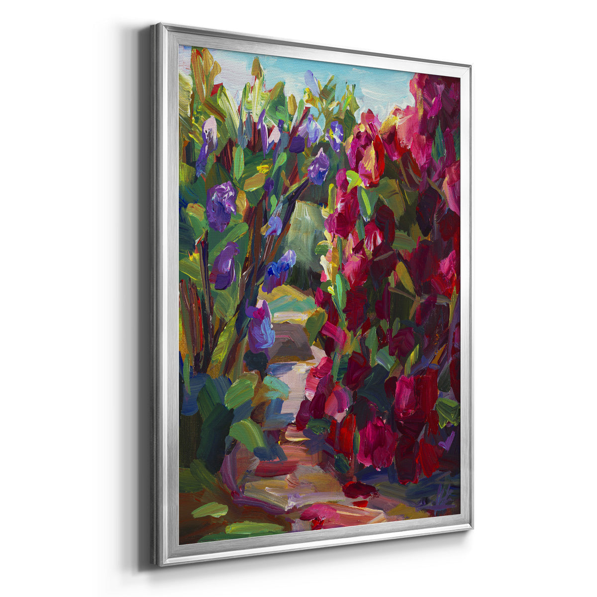 Lilacs & Rhodies - Modern Framed Canvas Print