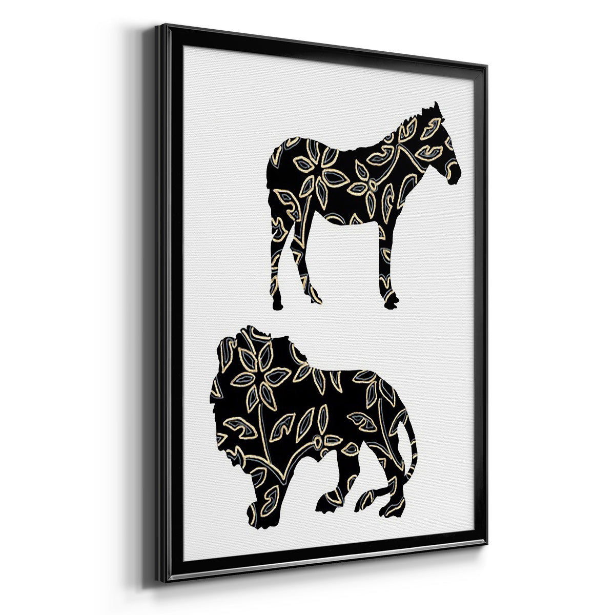 Ornamental Safari Animals I - Modern Framed Canvas Print