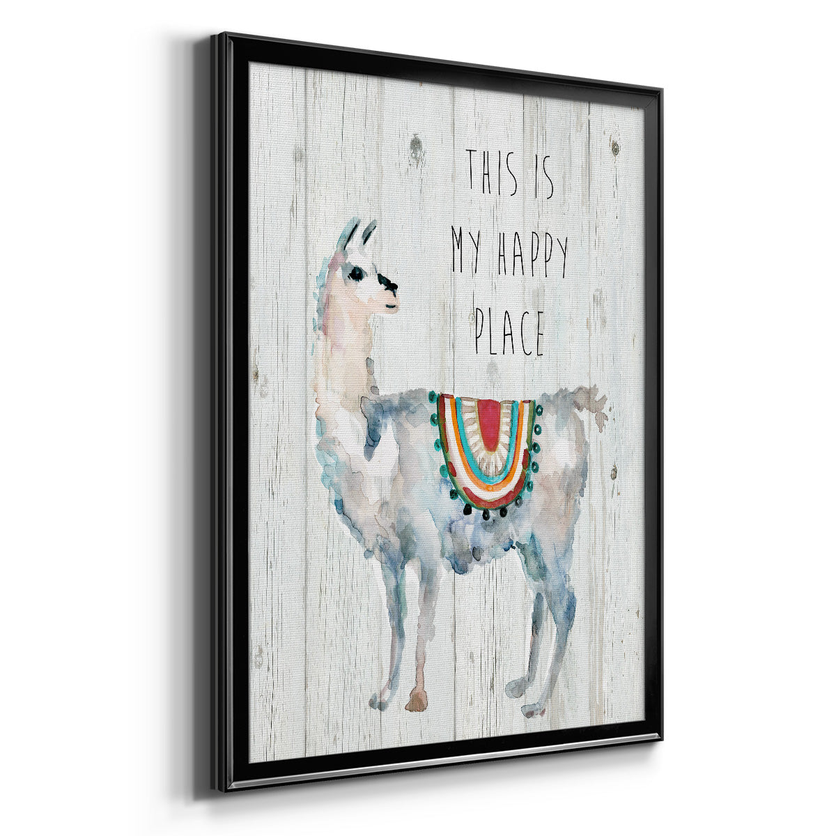 Llama Happy Place - Modern Framed Canvas Print