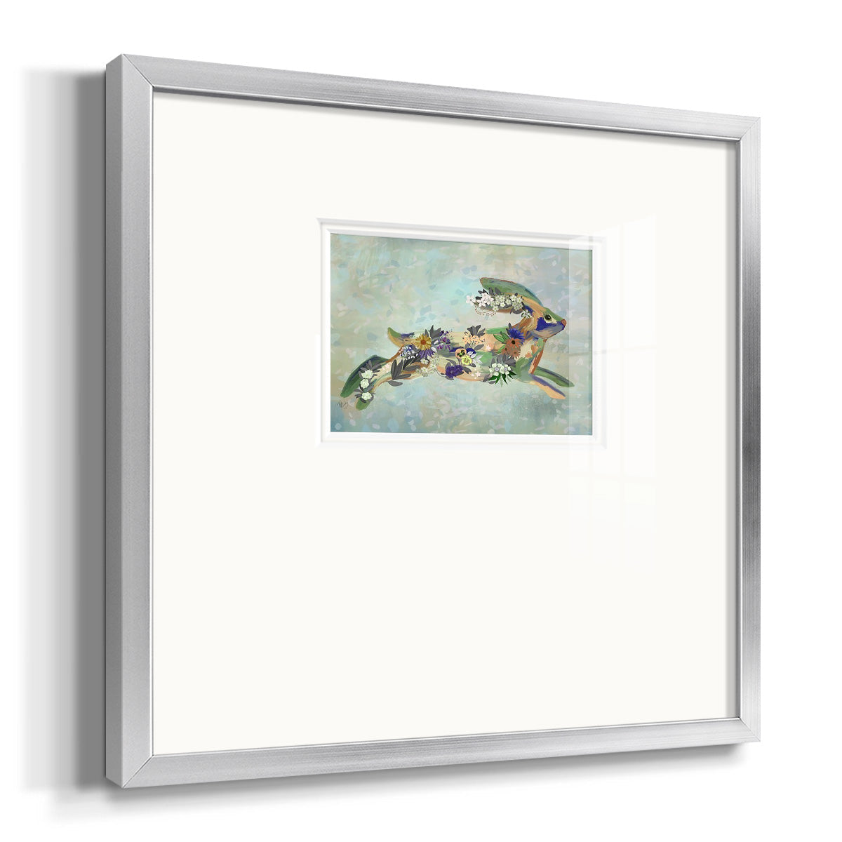 Fantastic Florals Hare, Running Premium Framed Print Double Matboard