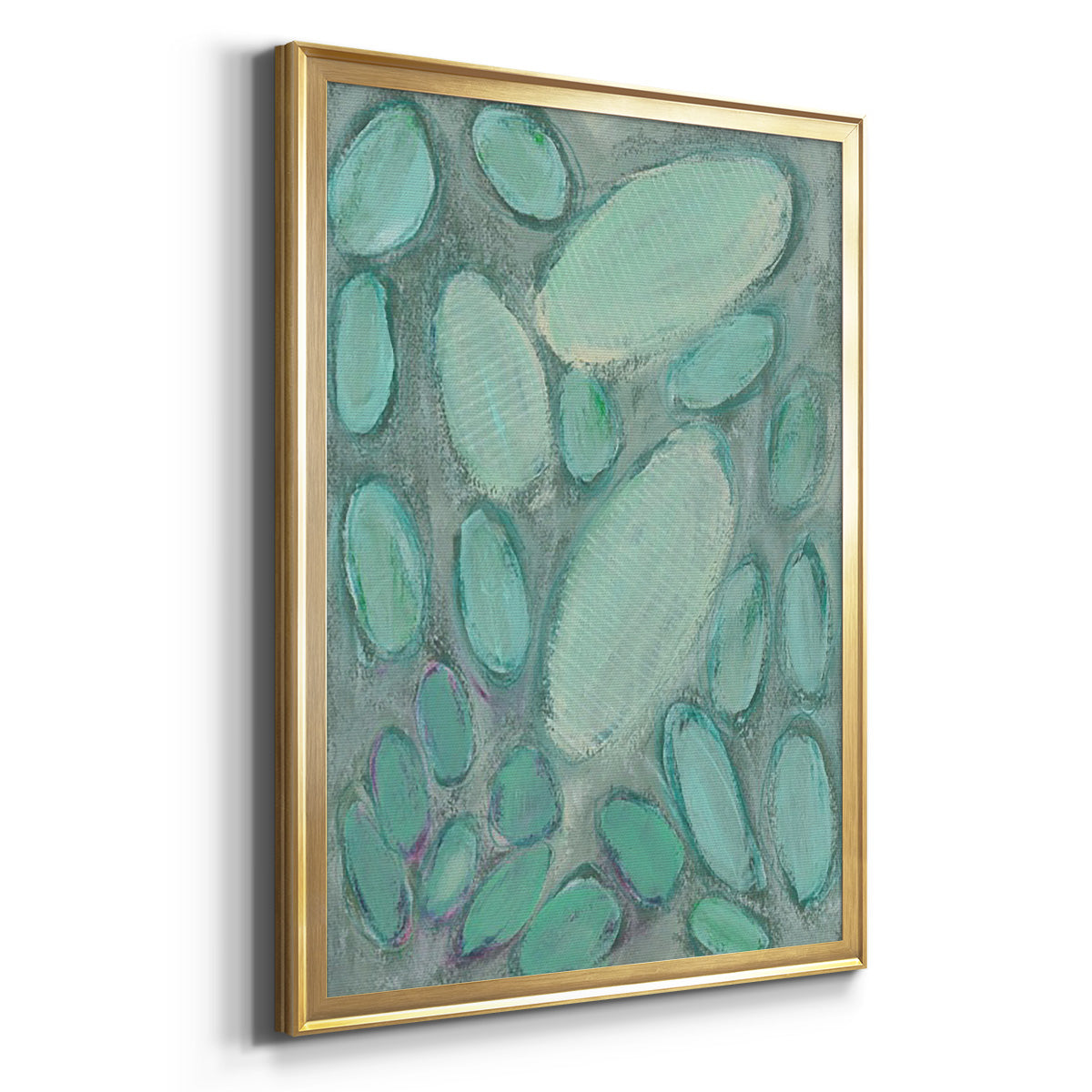 Blue Orbs II - Modern Framed Canvas Print
