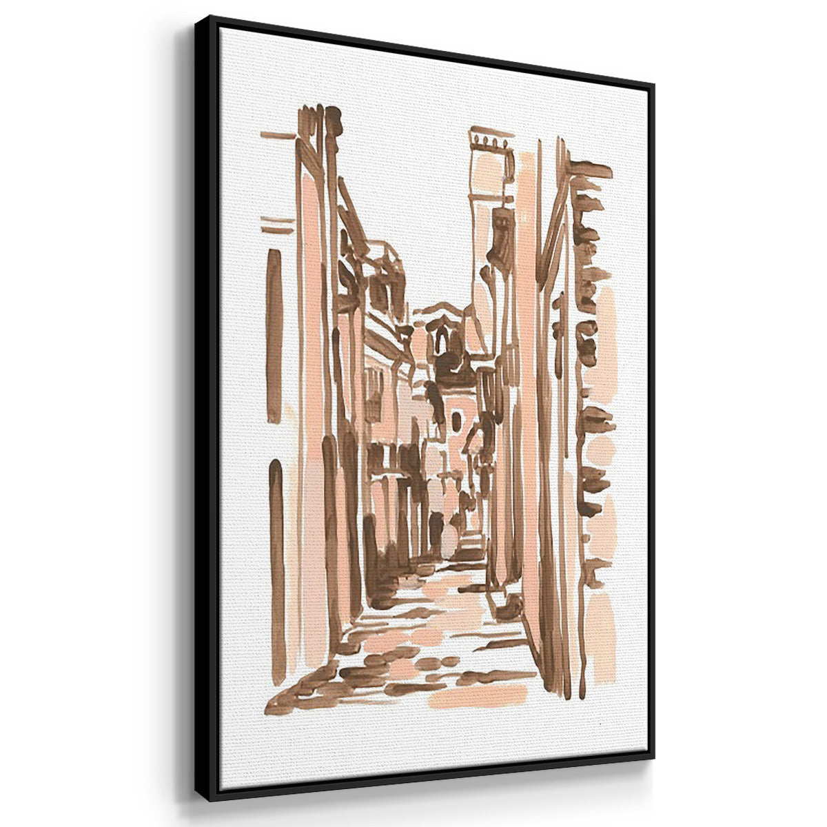 Blush Architecture Study IV - Framed Premium Gallery Wrapped Canvas L Frame 3 Piece Set - Ready to Hang