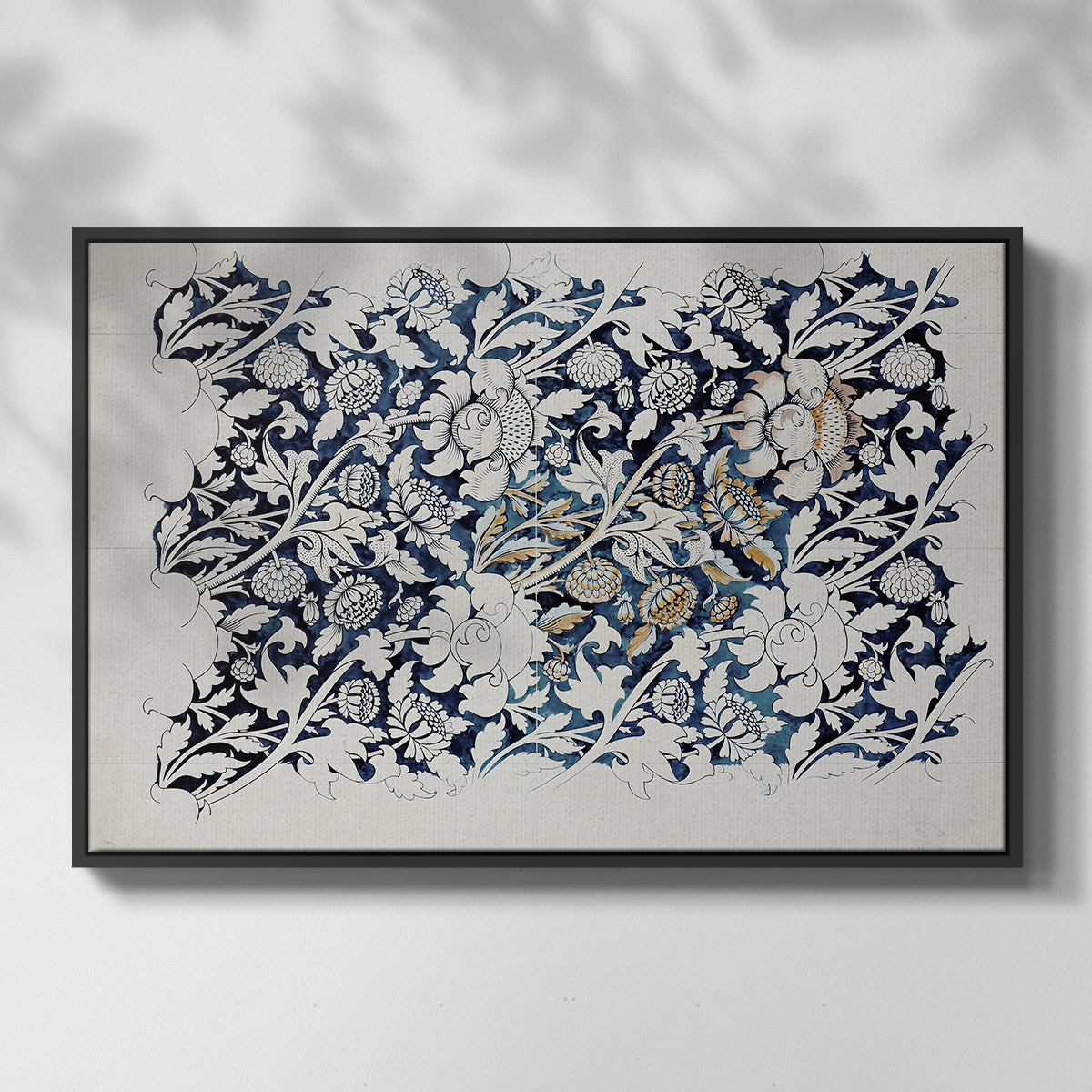 Watercolour for Printed Fabric Design: Wey, c. 1882-1883 - Floater Framed Canvas Print