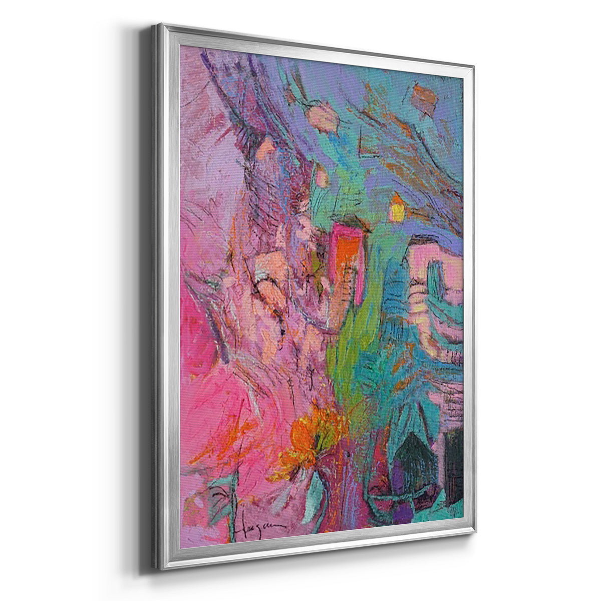 My Pink House - Modern Framed Canvas Print