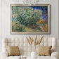 Impressionist lilac flower painting by Vincent van Gogh in an ornate champagne frame displayed in a neutral-toned interior setting.
