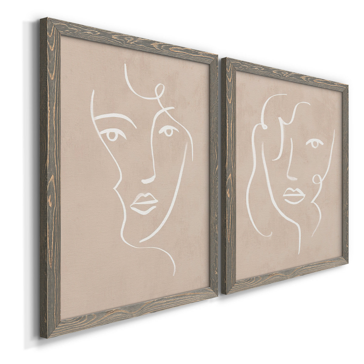 Curly Face I - Premium Framed Canvas 2 Piece Set - Ready to Hang