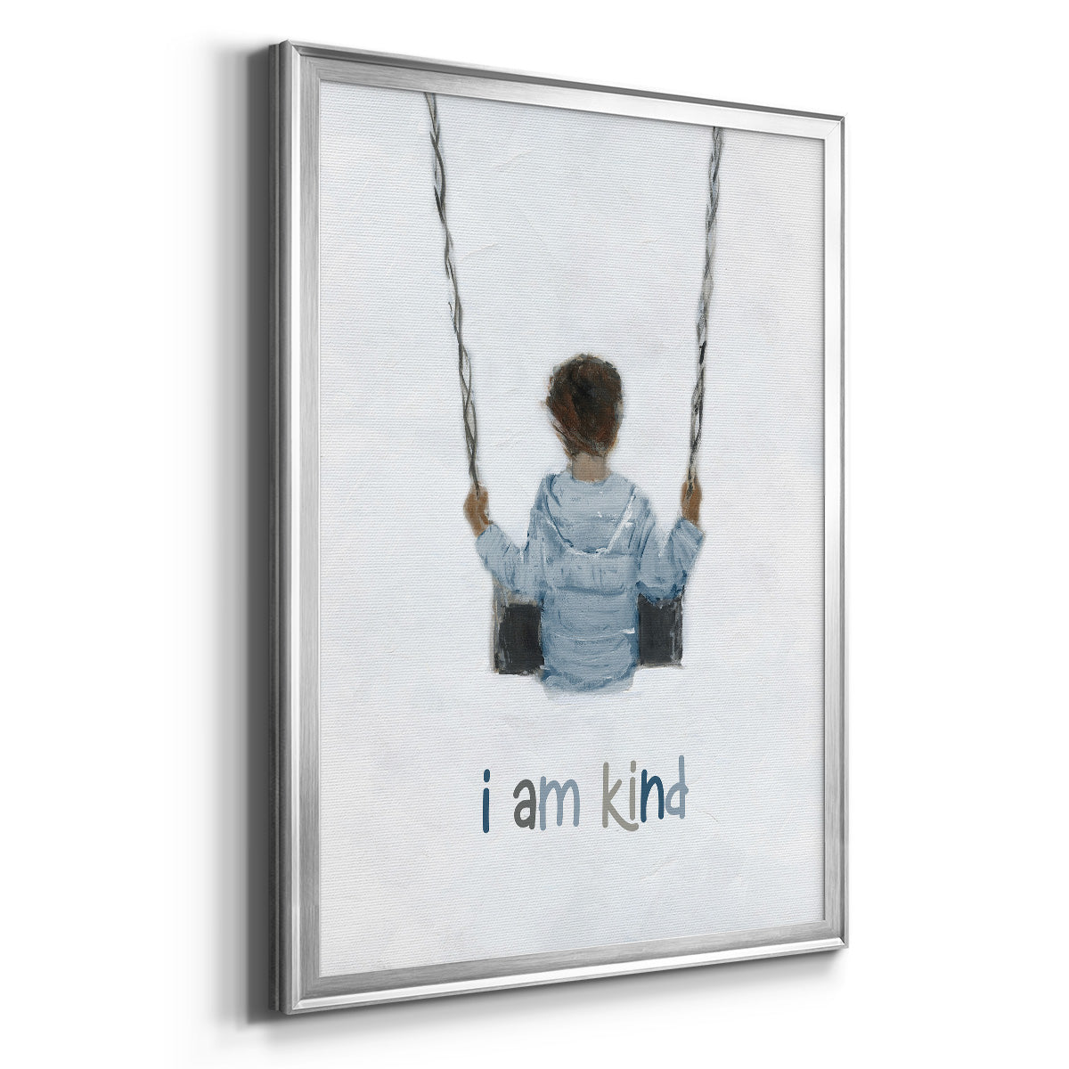 Boy on a Swing - Modern Framed Canvas Print