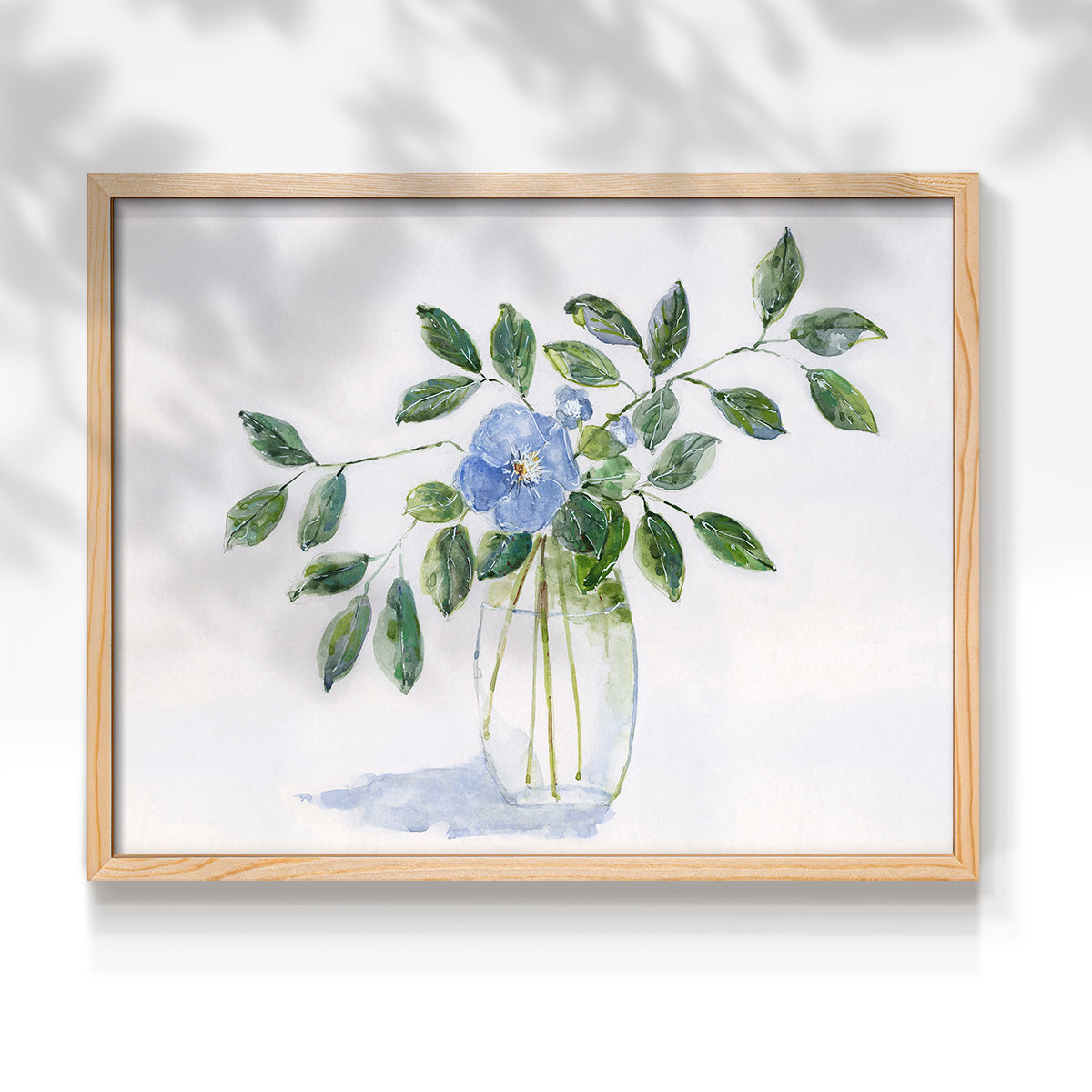 45308,watercolor,painting,flower,blue flower,green leaves,glass vase,nature art,interior decor,botanical art,floral,contemporary art,still life,home decor,tranquil,wall art,visual art,creative,handmade,craft,aesthetic,design,artist,beauty,calming,elegant,traditional,exhibition,soft colors,natural elements,craftsmanship,decor,floral arrangement,artwork,leaf,simplicity,Re-stickable,Plants & Flowers