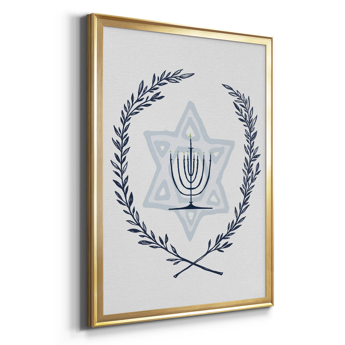 Happy Hanukkah I - Modern Framed Canvas Print