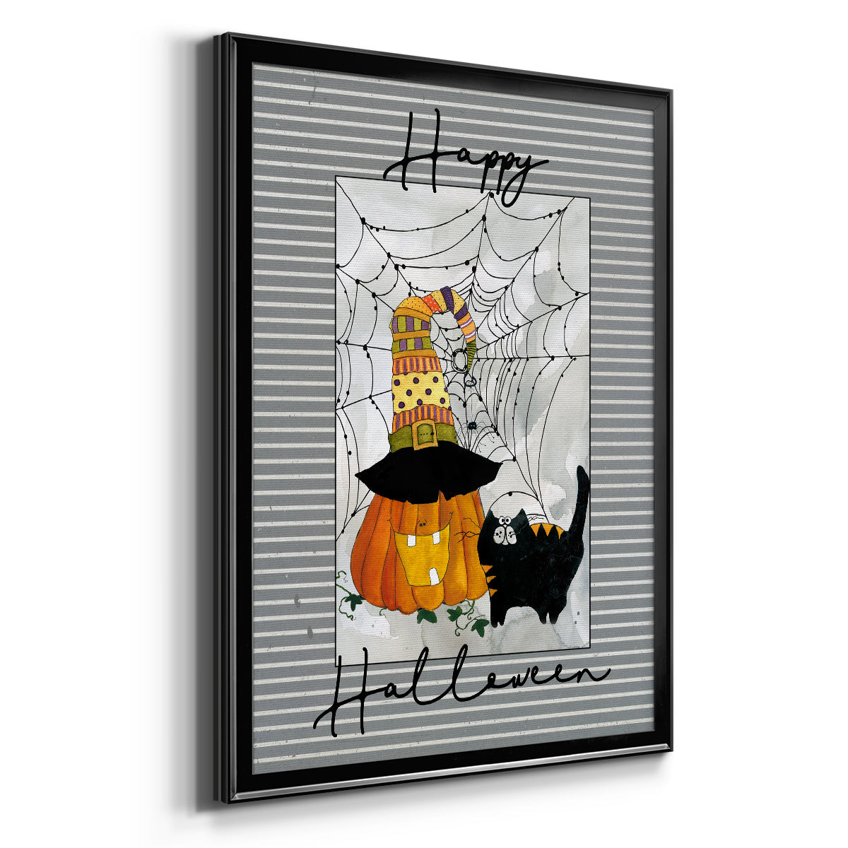 Happy Halloween Pumpkin - Modern Framed Canvas Print