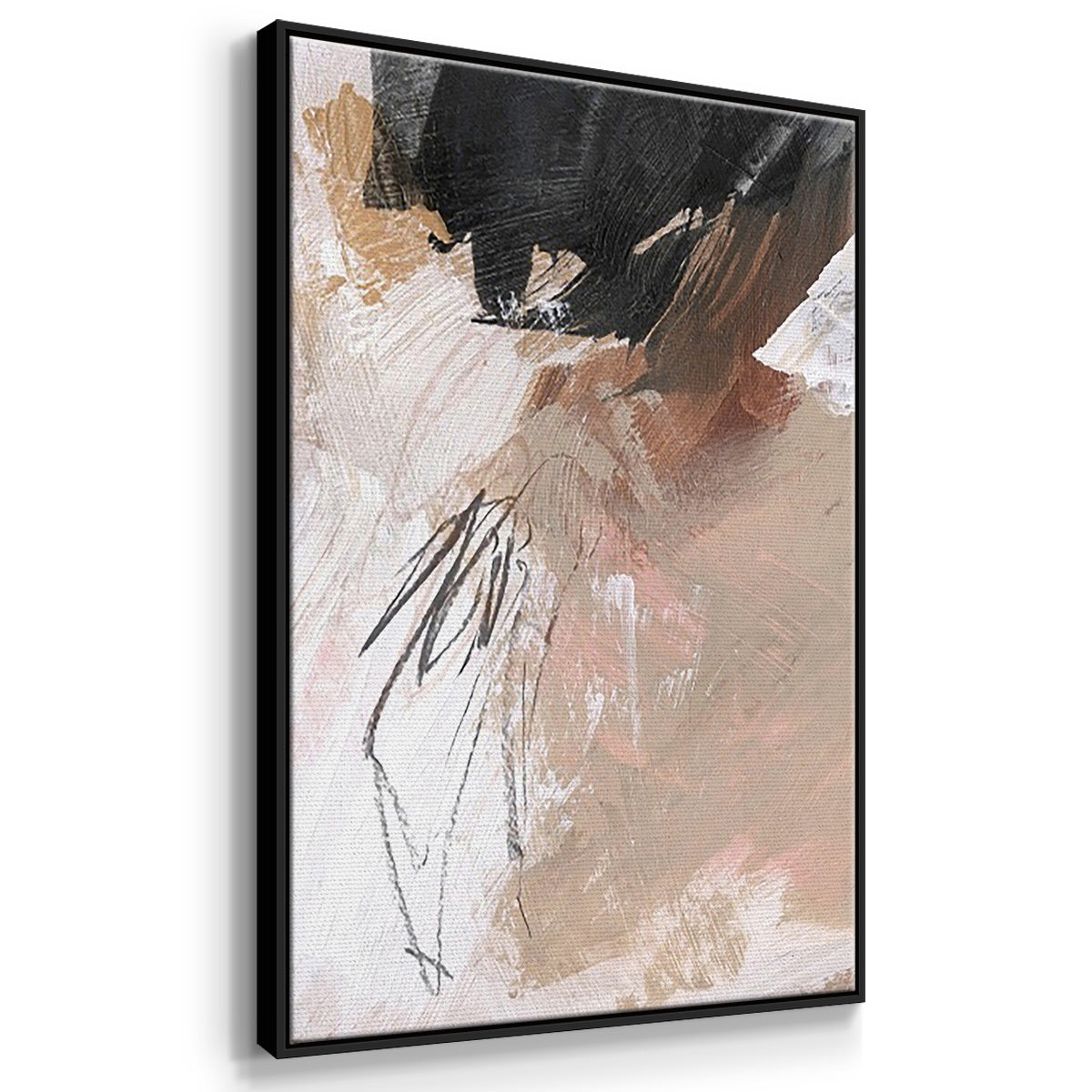 Unbleached Neutrals IV - Framed Premium Gallery Wrapped Canvas L Frame 3 Piece Set - Ready to Hang