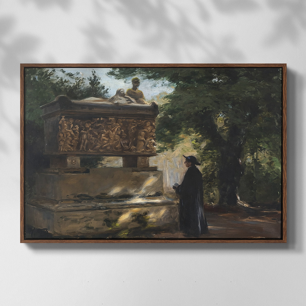 A Catholic Priest in Front of a Sarcophagus, c. 1857 - Floater Framed Canvas Print