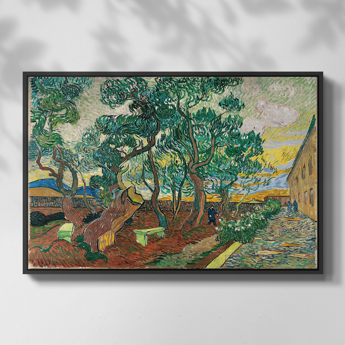 The Garden of Saint-Paul Hospital, 1889 - Floater Framed Canvas Print