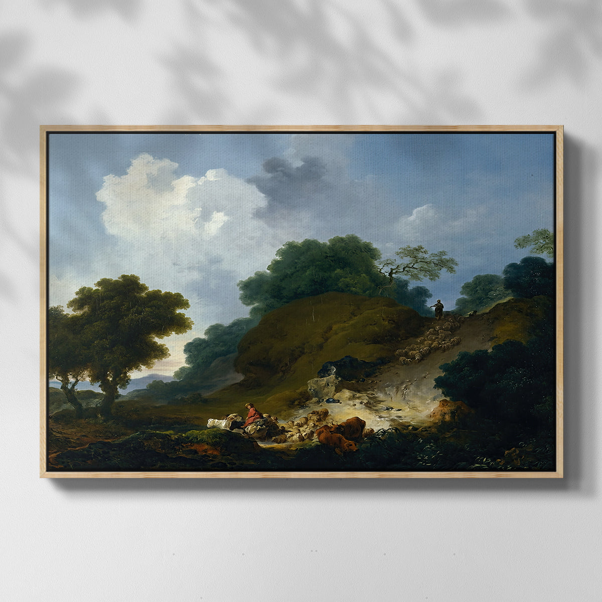 Landscape with Shepherds and Flock of Sheep, c. 1763-1765 - Floater Framed Canvas Print