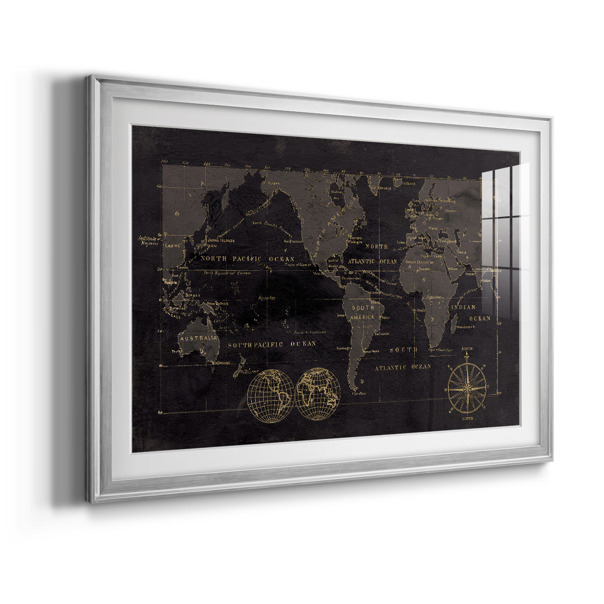 Black Gold Map - Modern Framed Art Print