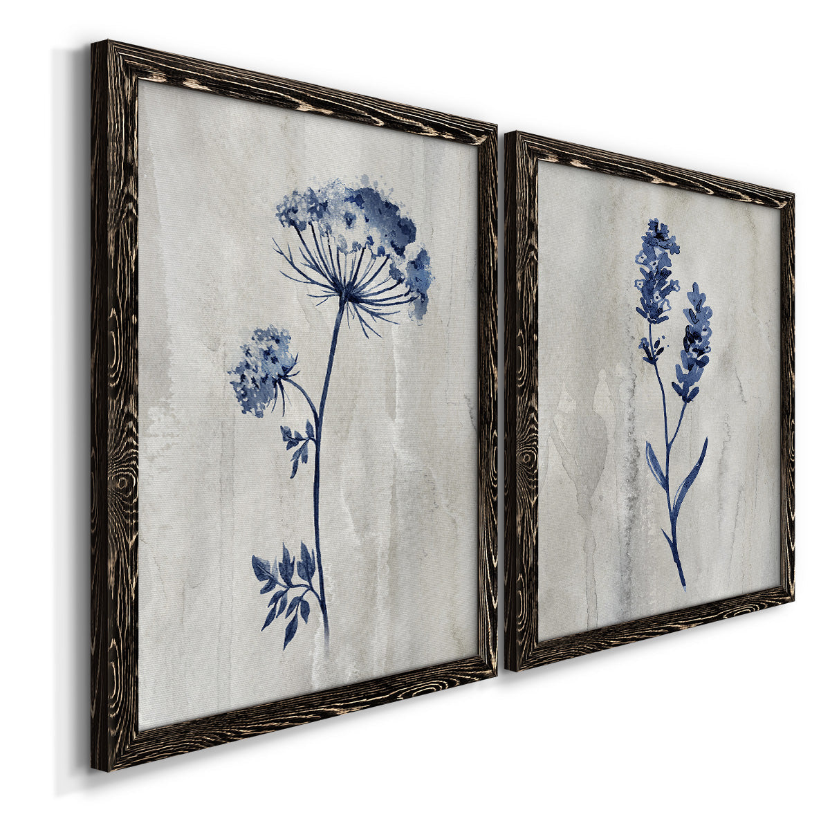 Indigo Botanical I - Premium Framed Canvas 2 Piece Set - Ready to Hang