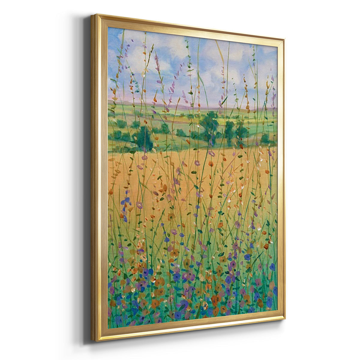 Wildflower Path II - Modern Framed Canvas Print