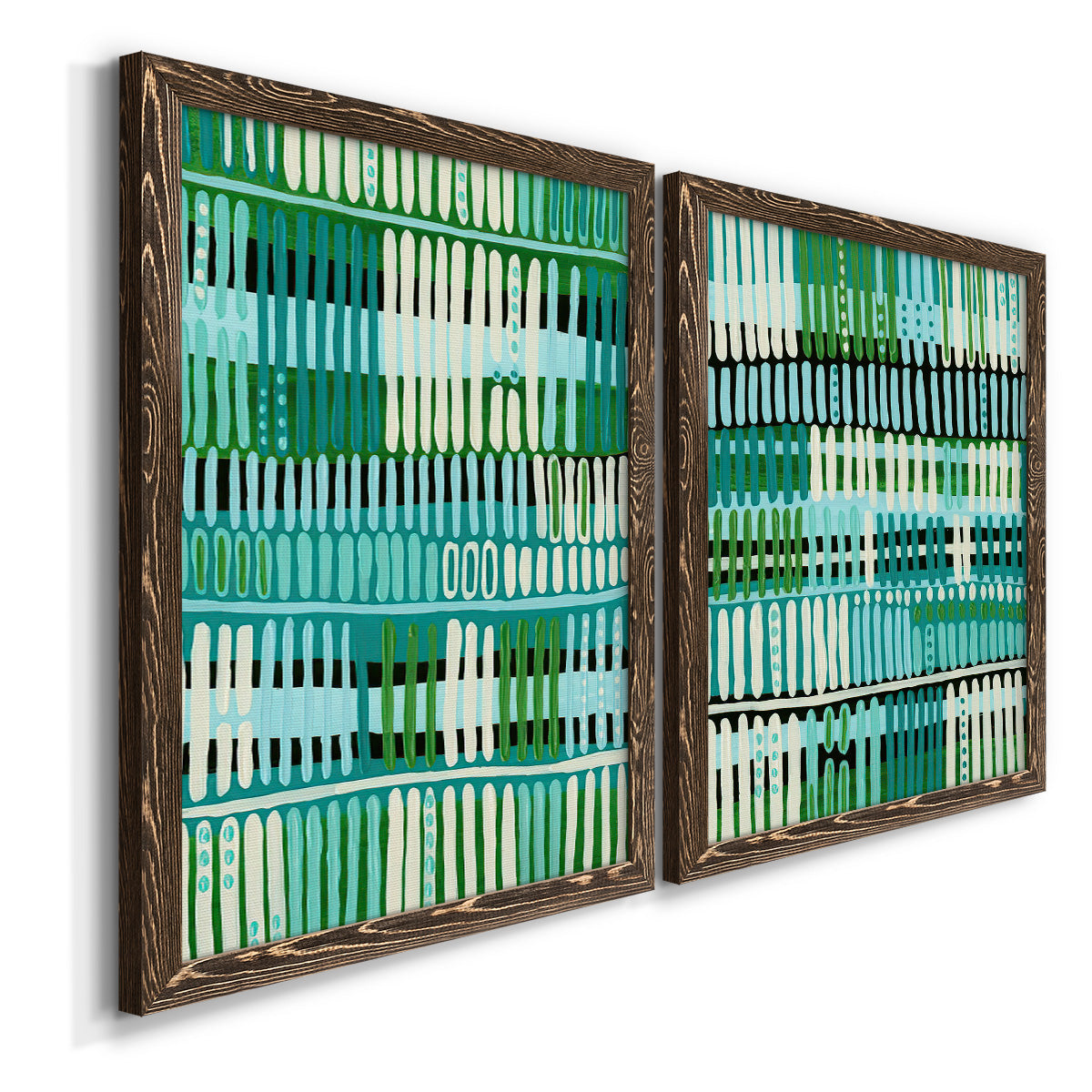 Teal Pattern I - Premium Framed Canvas 2 Piece Set - Ready to Hang