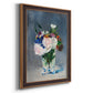 Impressionist floral still life painting by Claude Monet printed on canvas in an ornate bronzed mahogany wood frame with a vertical orientation.