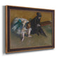 Impressionist portrait of a seated woman by Edgar Degas printed on canvas in an ornate bronzed mahogany wood frame.