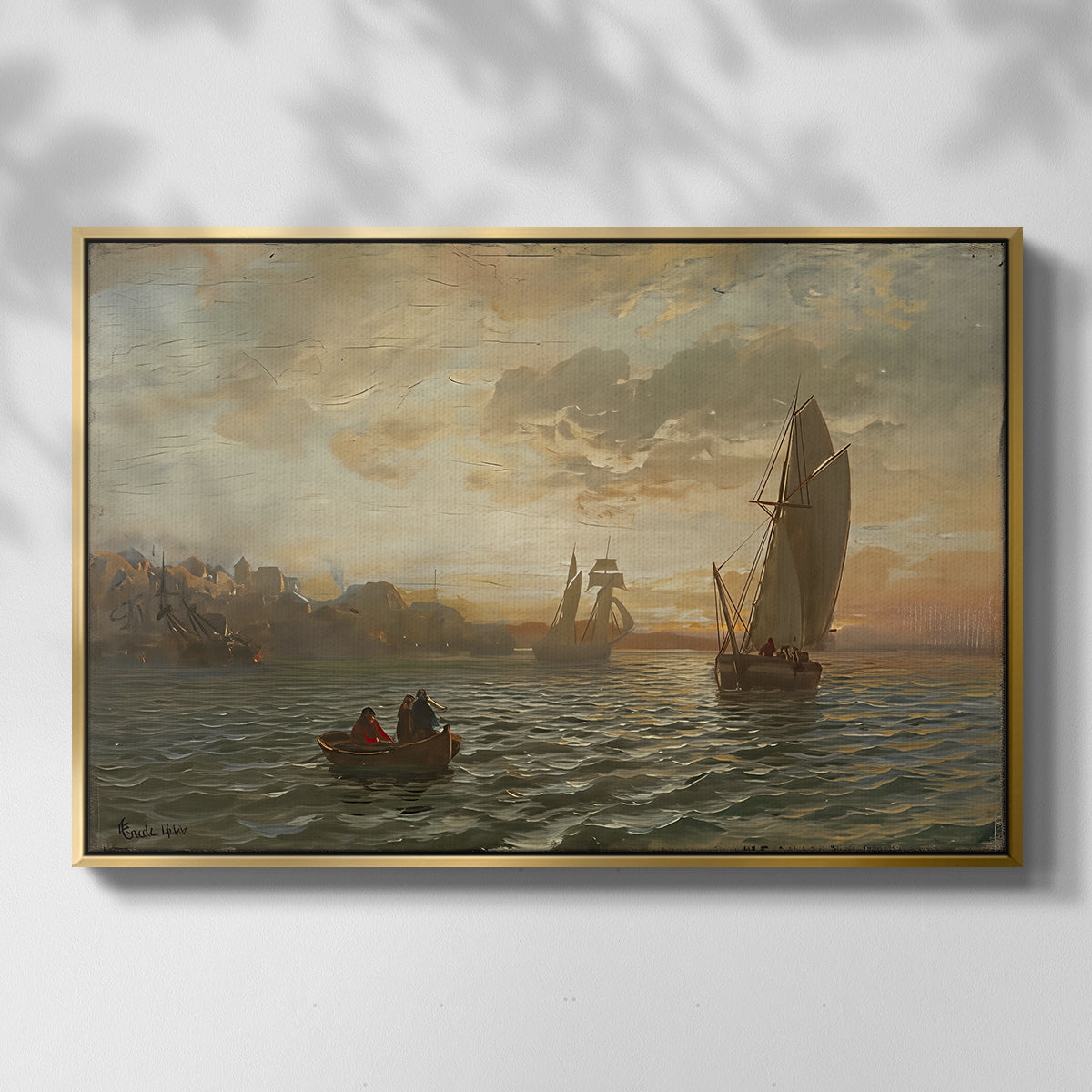 View from the Oslofjord, 1866 - Floater Framed Canvas Print