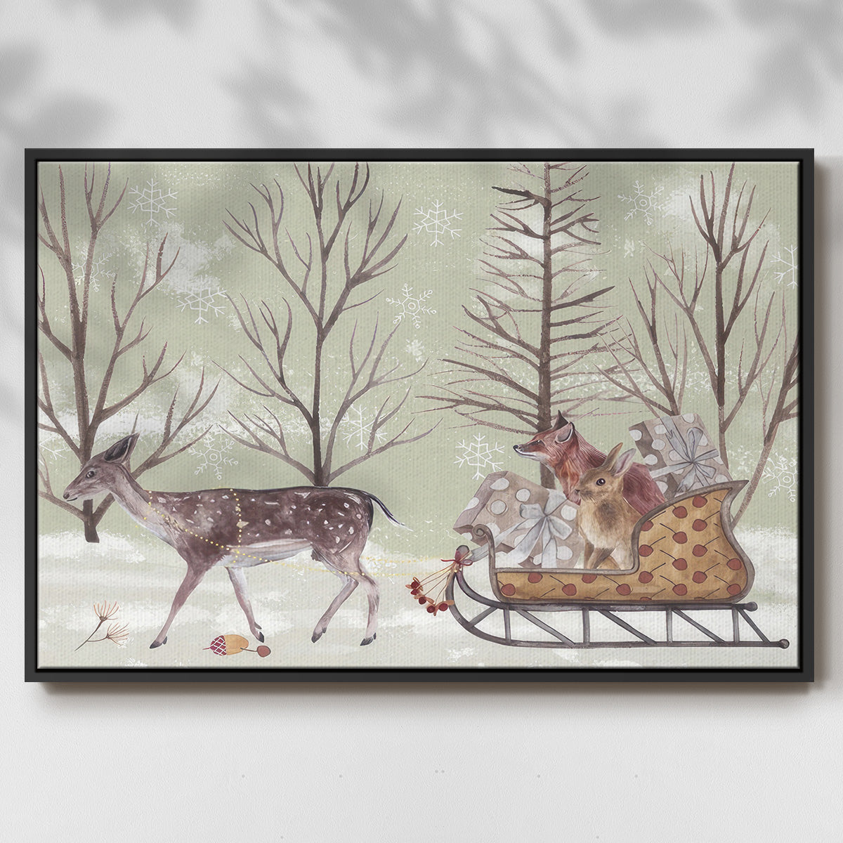 Christmas Time II - Framed Gallery Wrapped Canvas in Floating Frame