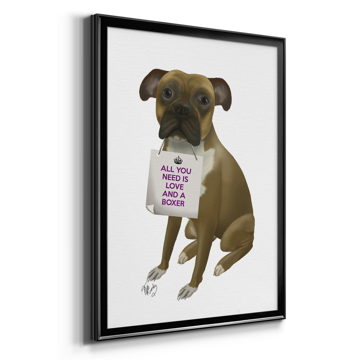 Love and Boxer - Modern Framed Canvas Print