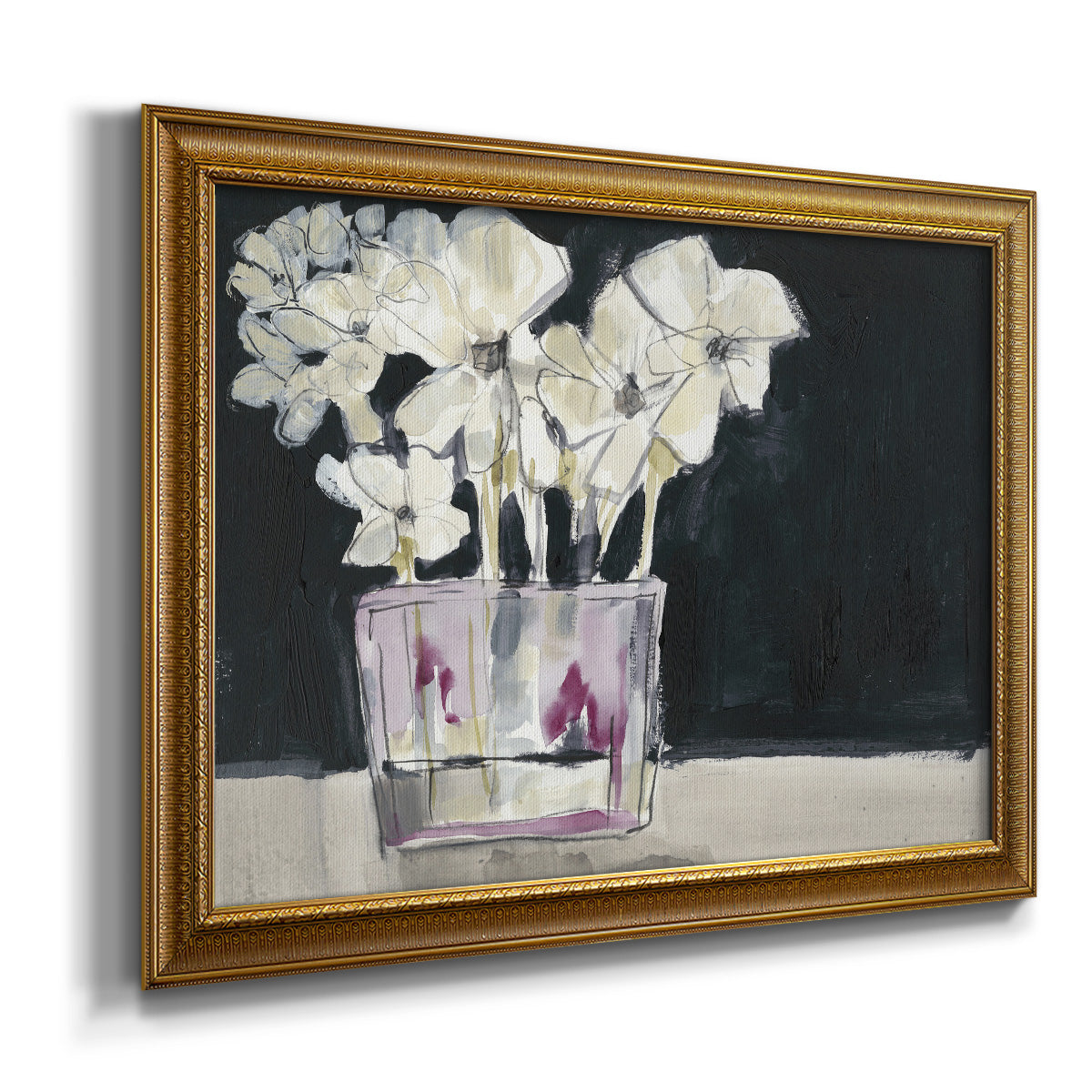 White Flowers in Fuchsia II Premium Framed Canvas- Ready to Hang