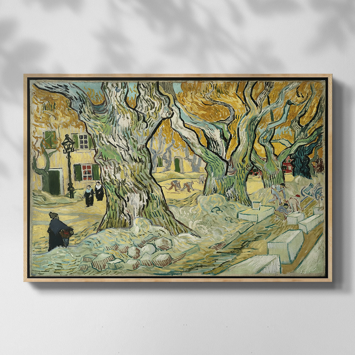 The Large Plane Trees (Road Menders at Saint-Rémy), 1889 - Floater Framed Canvas Print