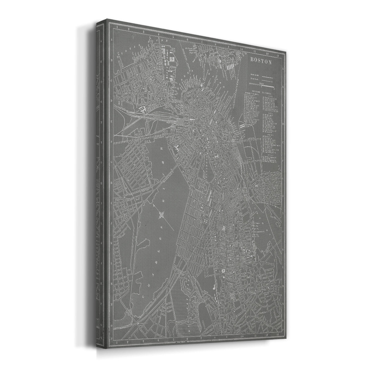 City Map of Boston Premium Gallery Wrapped Canvas - Ready to Hang