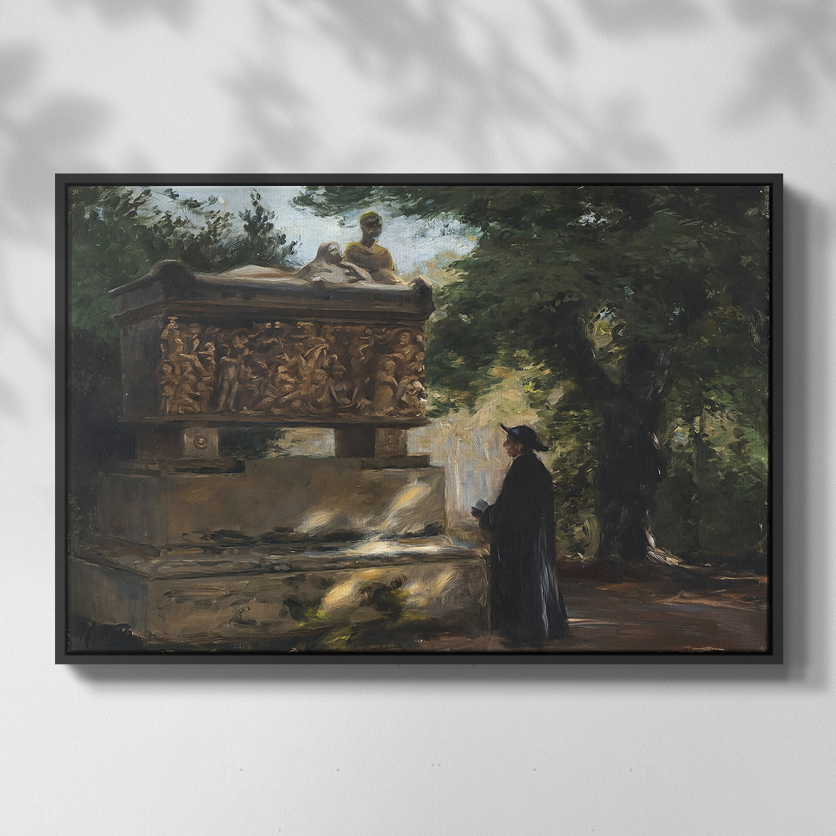 A Catholic Priest in Front of a Sarcophagus, c. 1857 - Floater Framed Canvas Print