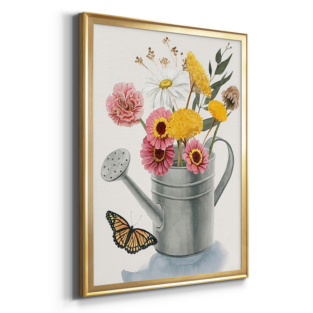 Watering Can Bouquet I - Modern Framed Canvas Print