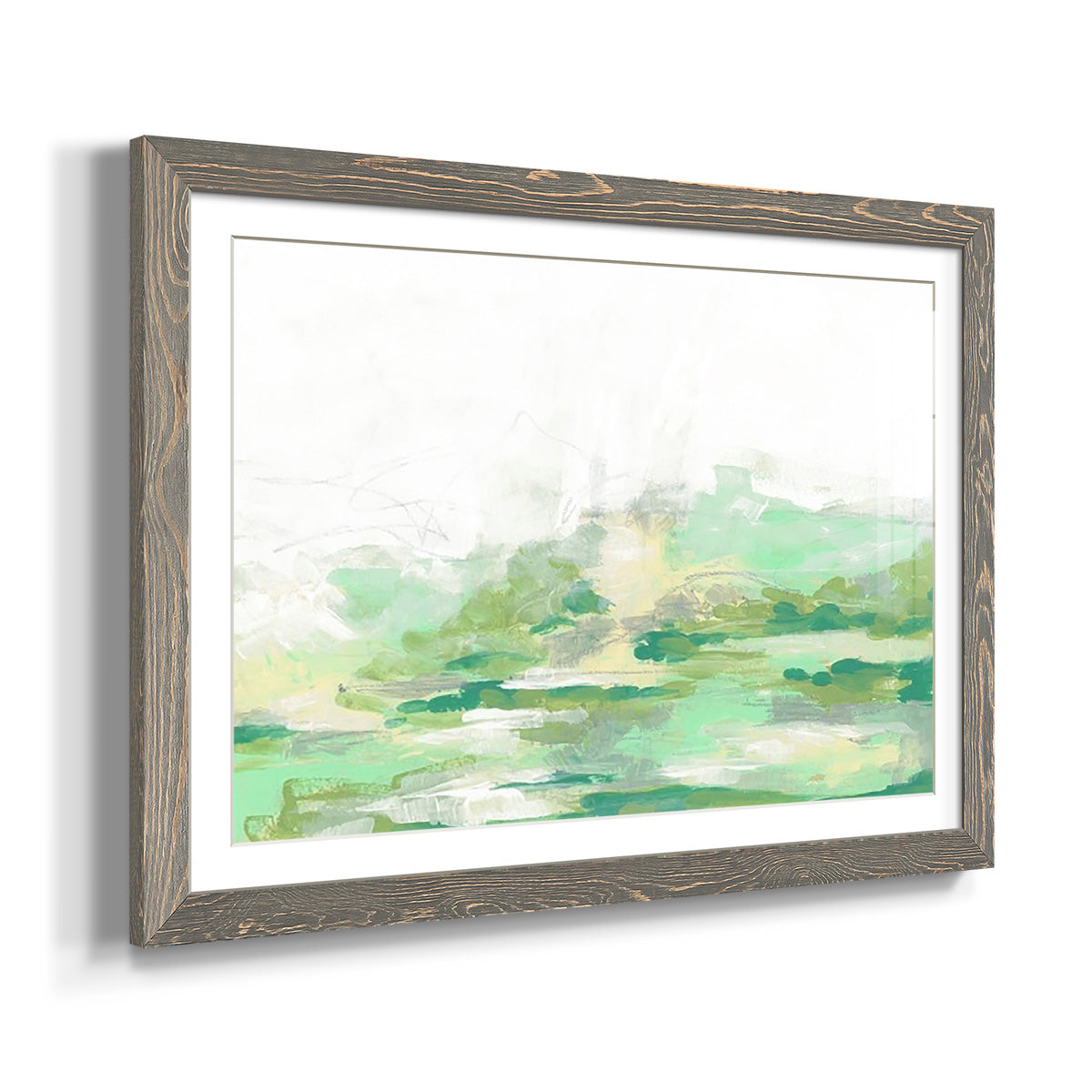 Green Mist Vista II - Barnwood Framed Art Print