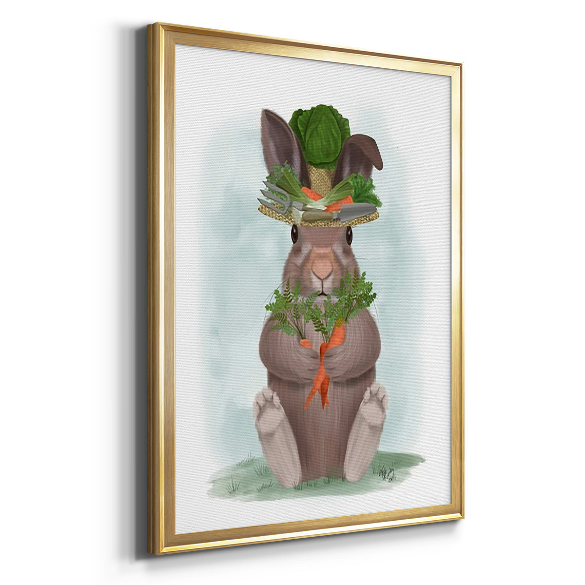 Rabbit Carrot Hat - Modern Framed Canvas Print