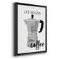 Begins After Coffee - Modern Framed Canvas Print