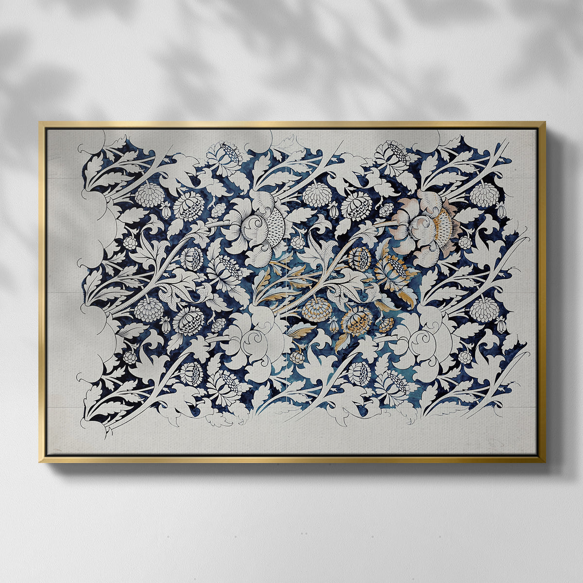 Watercolour for Printed Fabric Design: Wey, c. 1882-1883 - Floater Framed Canvas Print