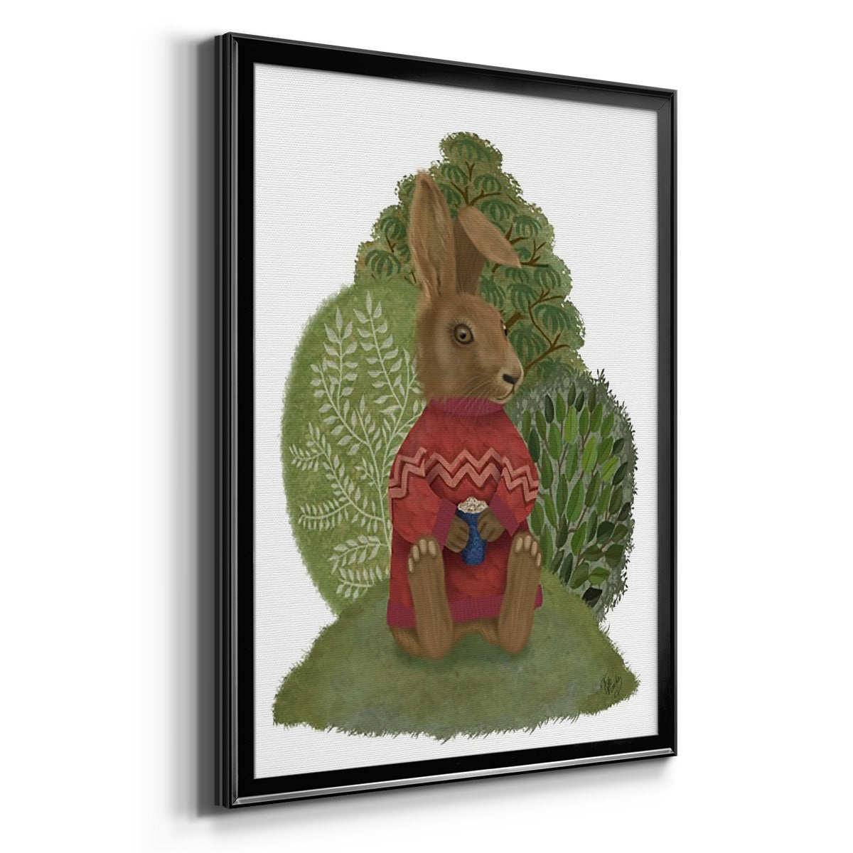 Latte Rabbit in Sweater - Modern Framed Canvas Print