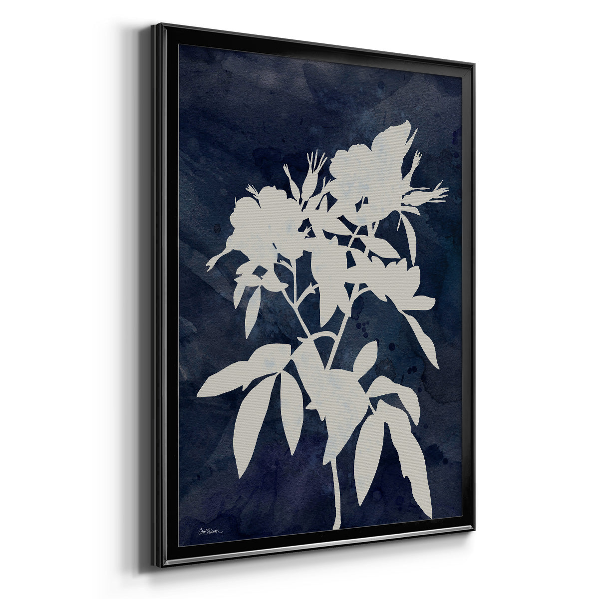 Indigo Botanical I Revisited - Modern Framed Canvas Print