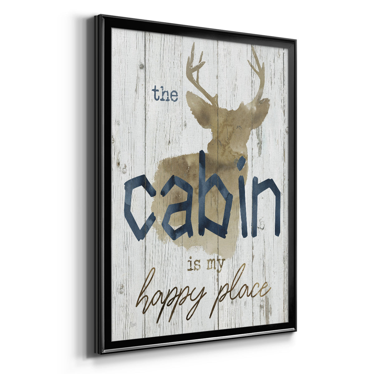 Happy Place Cabin - Modern Framed Canvas Print
