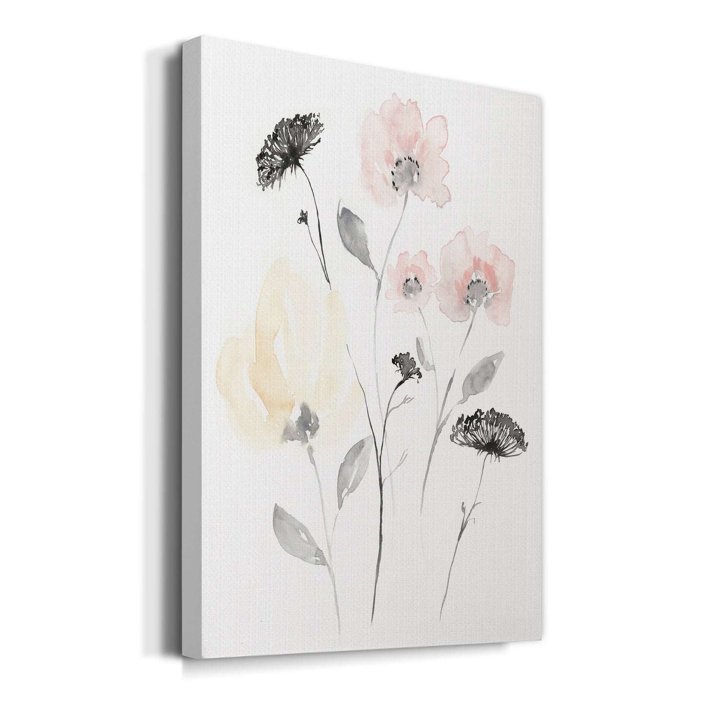 Blush & Black Wildflowers II Premium Gallery Wrapped Canvas - Ready to Hang