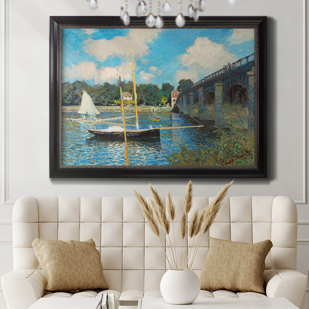 The Road Bridge At Argenteuil - Ornate Framed Canvas Print