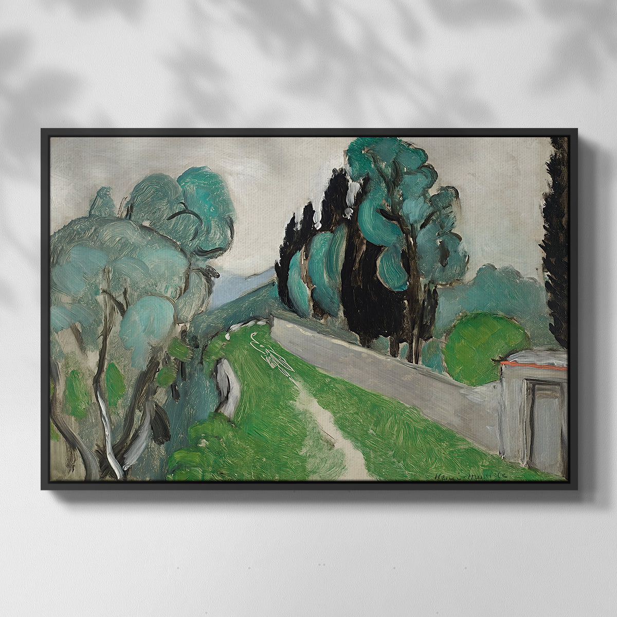 Landscape with Cypresses and Olive Trees near Nice, c. 1918 - Floater Framed Canvas Print