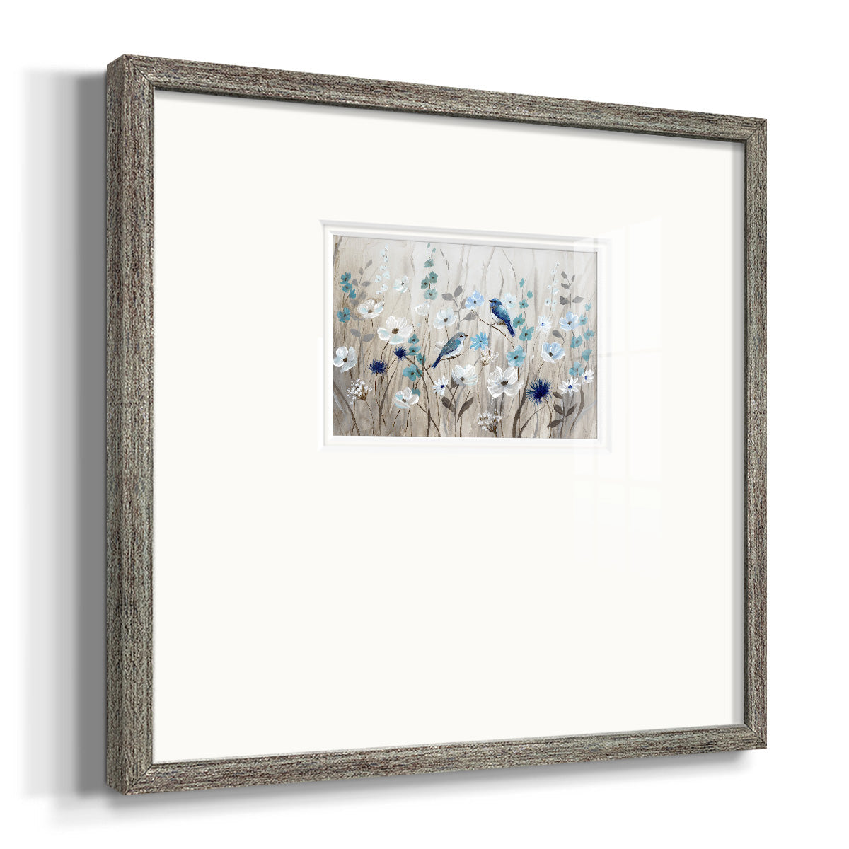 Bluebirds in Spring Premium Framed Print Double Matboard