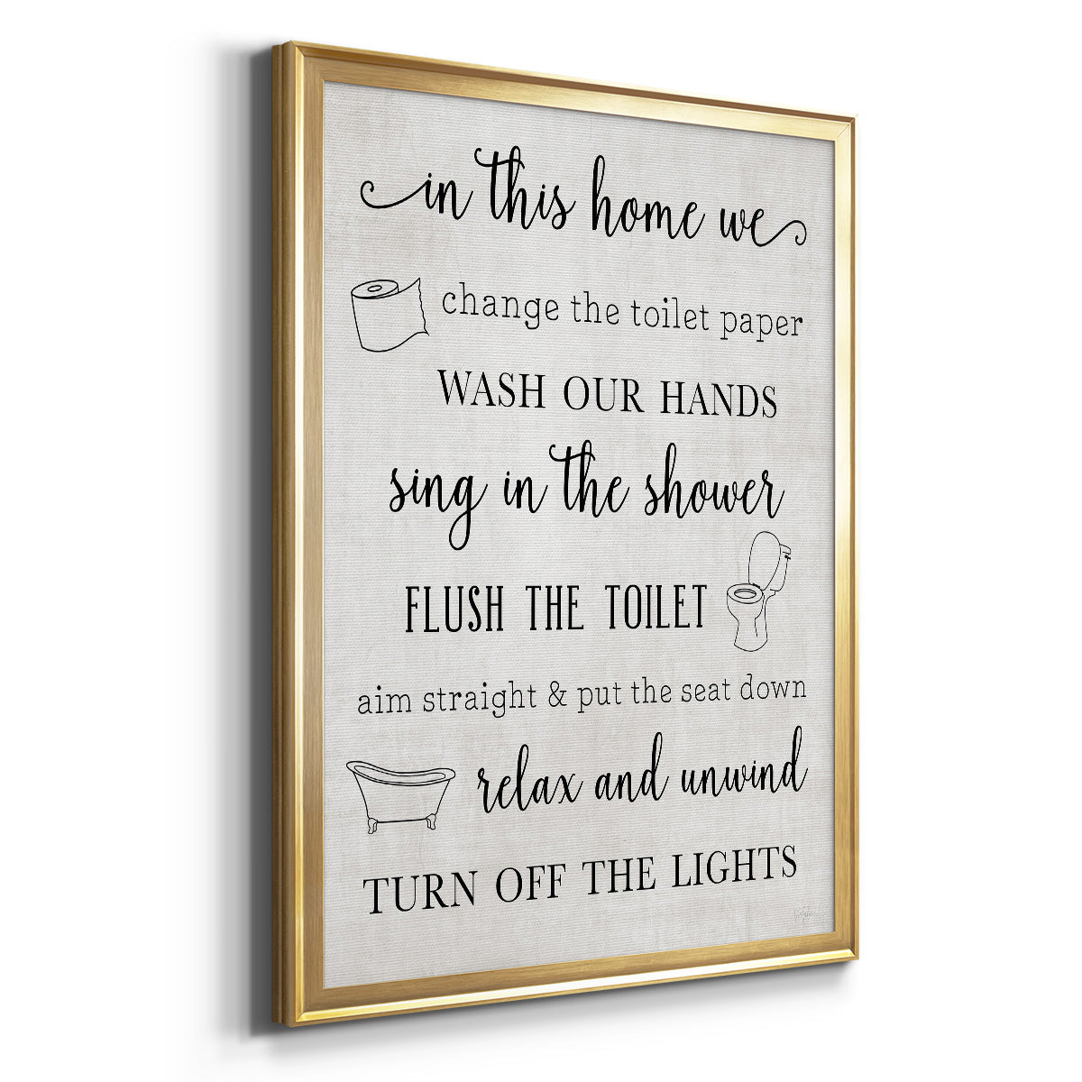 In This Bathroom - Modern Framed Canvas Print