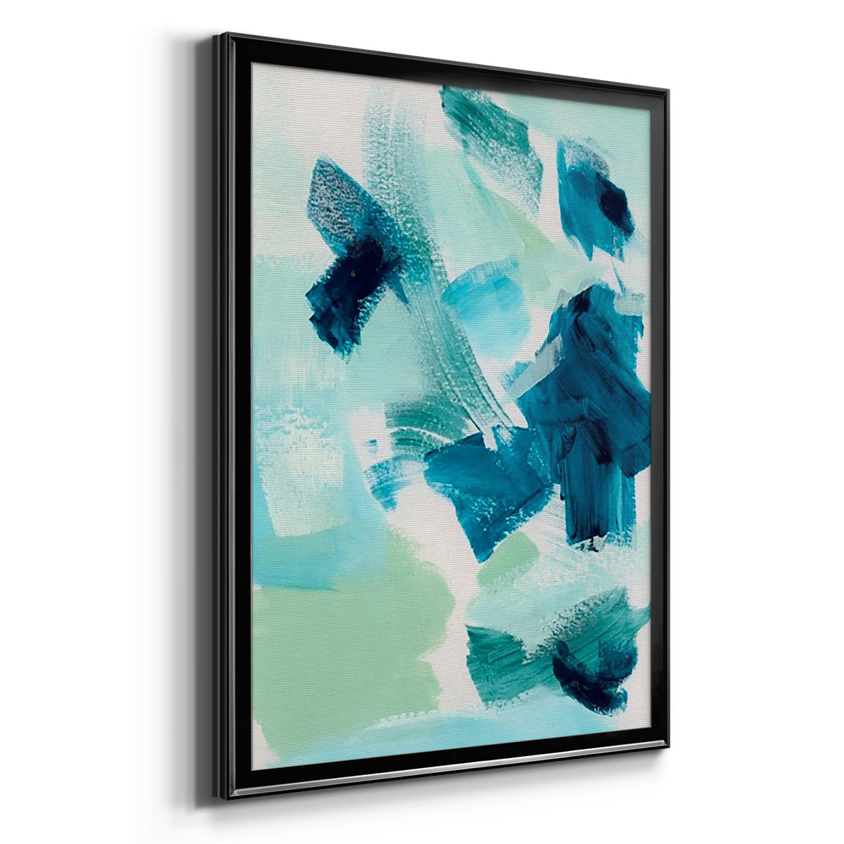 Teal Composition II - Modern Framed Canvas Print