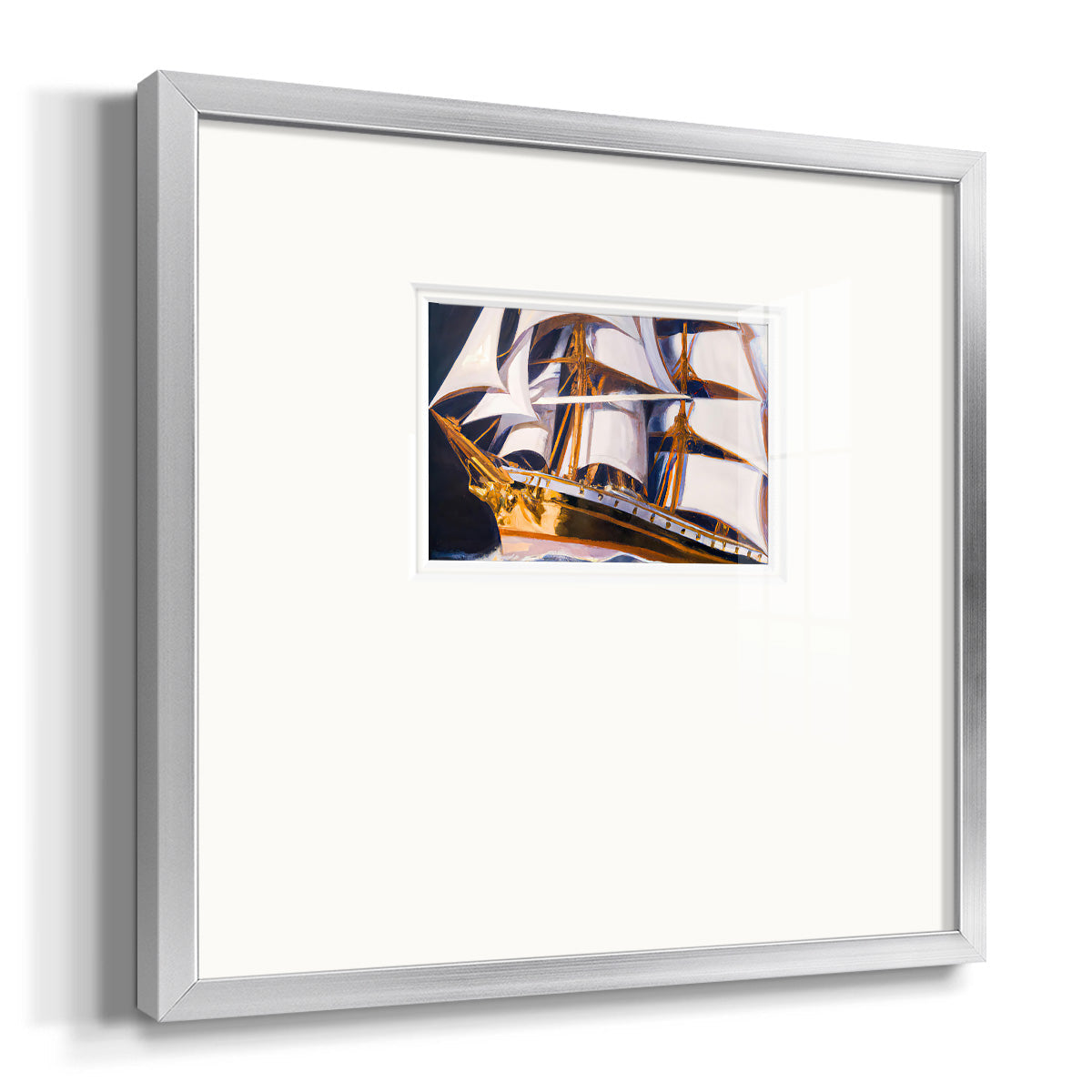 Golden Ship Premium Framed Print Double Matboard